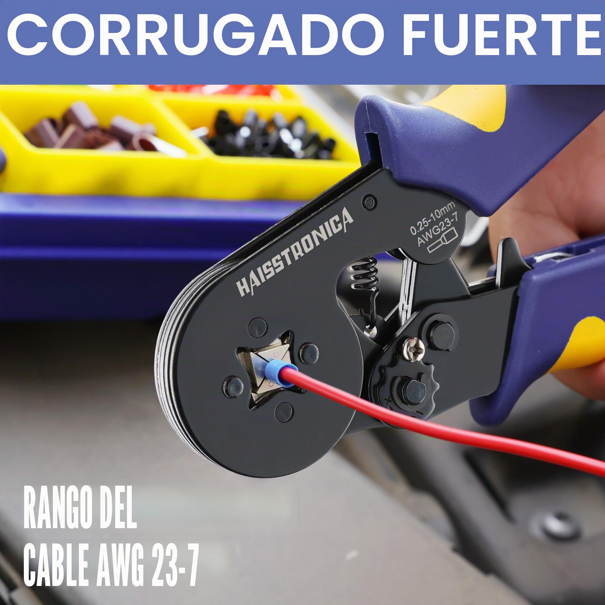 haisstronica Kit de herramientas de crimpado de virola AWG 23-7 con 2500 terminales de extremo de alambre AWG 22-7 y pelacables