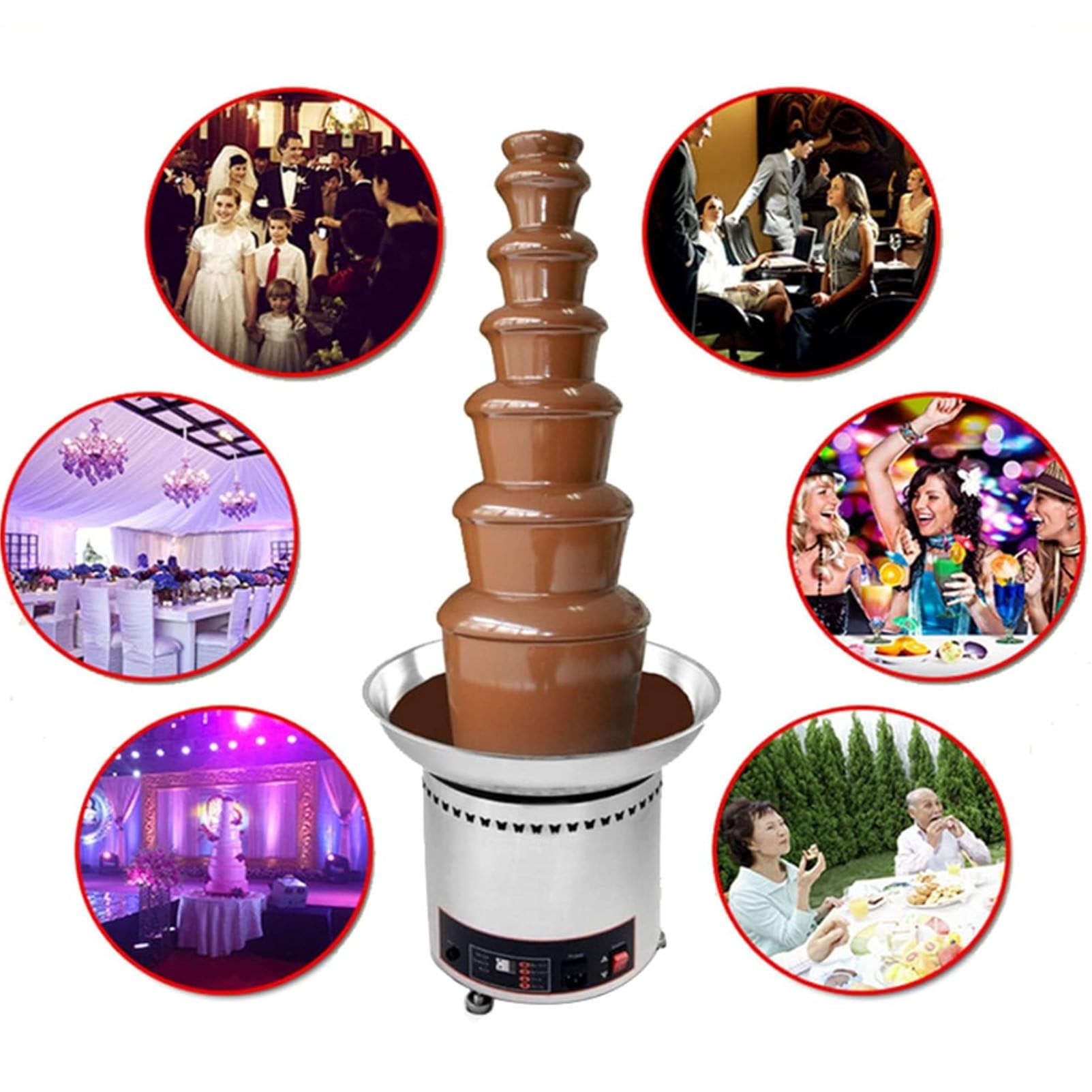 RJJWXSMGS 4/5/6/7 Tier Commercial Chocolate Fountain,Electric Fondue Set for Parties/Weddings/Birthdays/Large Capacity (6tiers)