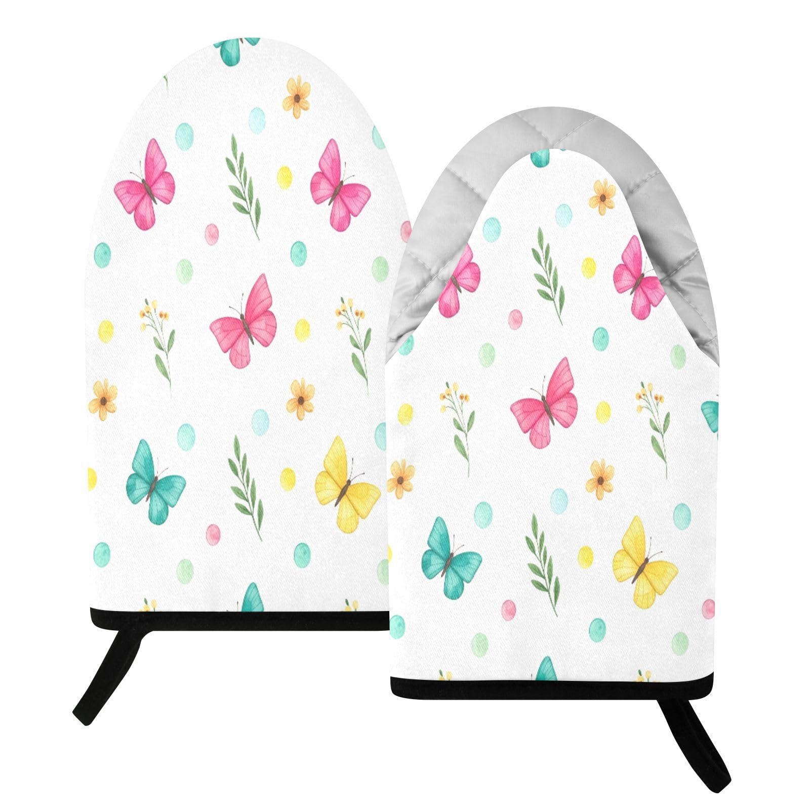 BURSTDDY Butterfly Oven Mitt,Heat Resistant Kitchen Mitts for Cooking