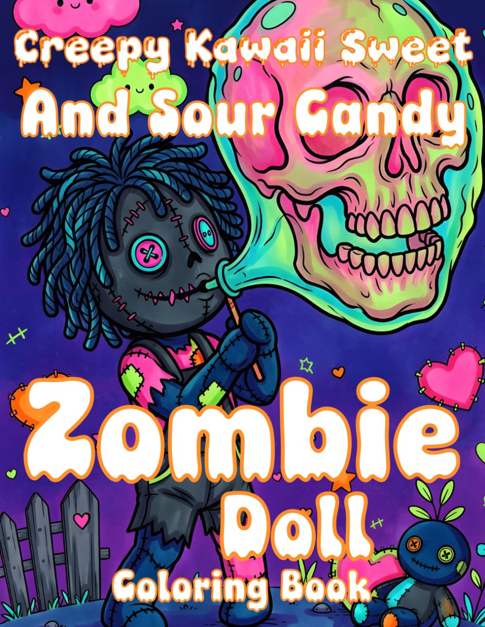 Creepy Kawaii Sweet And Sour Candy Zombie Doll Coloring Book: Bold Lines Cute Pastel Goth Horror Dessert Nightmare For Adults Relaxation