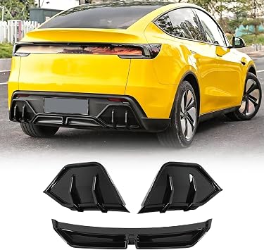 Rear Bumper Diffuser Lip 3pcs for Tesla Model Y Juniper 2025 2026 | 3PCS Rear Diffuser ABS Rear Bumper Molding Protector Lip Glossy Black