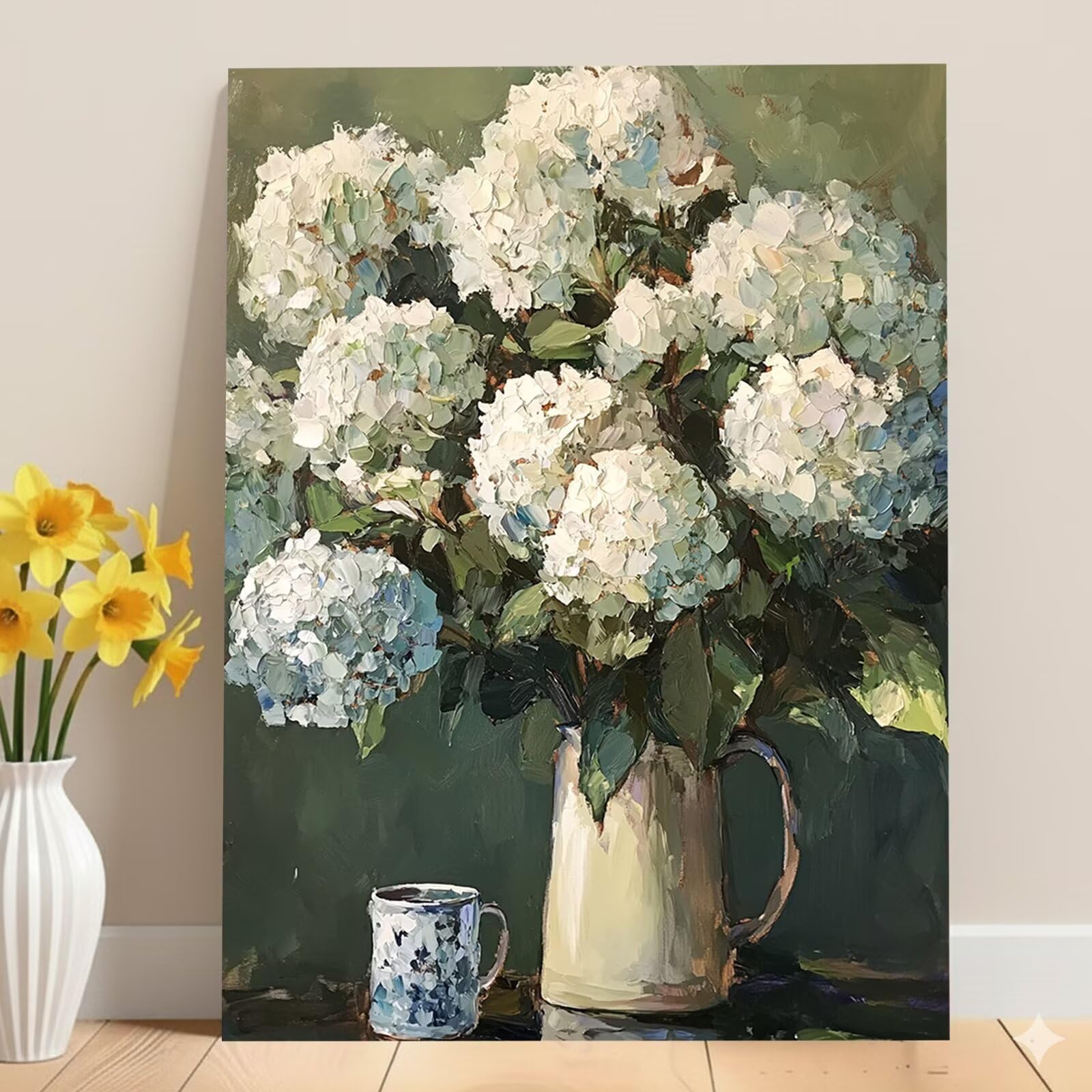 Dipingere con i Numeri Adulti Retrò, Kit di Pittura a Olio su Tela DIY con Pennelli Pittura a Pigmento Acrilico, Paint by Numbers Fiore Disegno, Decora la Casa Regalo 80x120 cm (Senza Cornice)-#419k