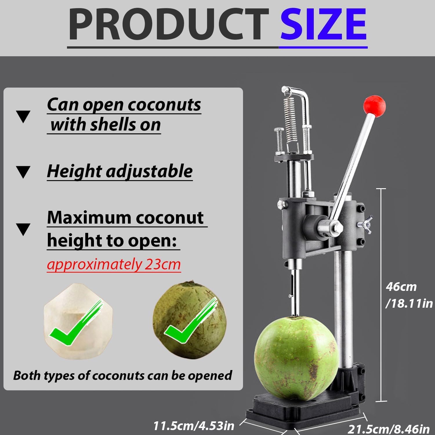 Apricocco Manuale, Apricocco Verticale, con Altezza Regolabile, Ritorno Automatico A Molla E Impugnatura Antiscivolo per Uso Domestico, Negozi E Mercati Ortofrutticoli