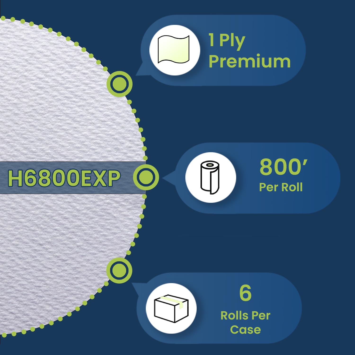 Marcal® Toallas de cuerda dura de alta calidad (H6800EXP), 7.87 pulgadas x 800 pies, toalla de rollo de alta calidad, (6 rollos/caja, 4,800 pies/caja) – Se adapta a la mayoría de dispensadores