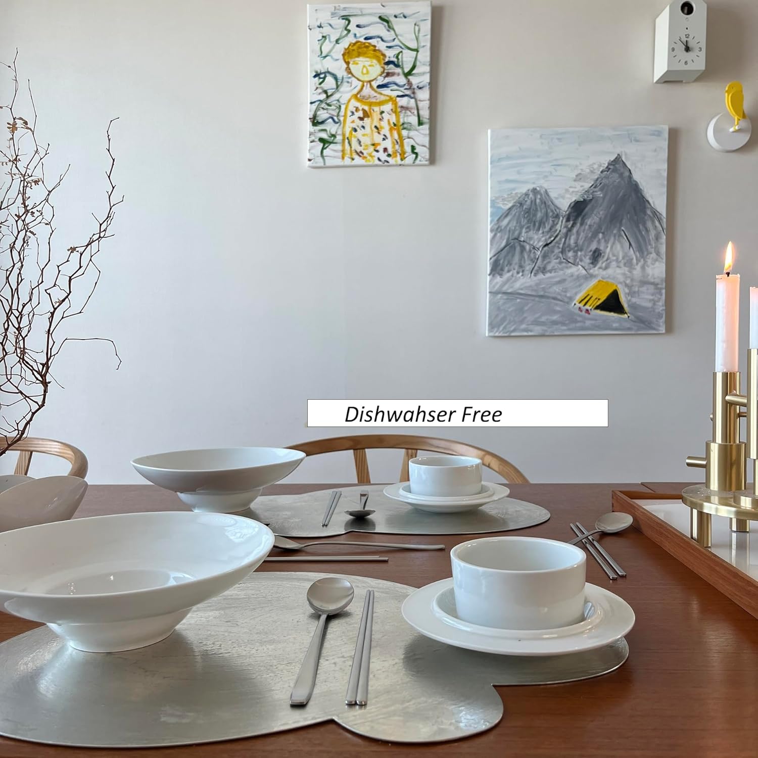 Korean Made Stainless Steel Silver Utensil Flatware Cutlery Korean Chopsticks and Spoons 4SET Gift for Mom, Stocking Stuffer