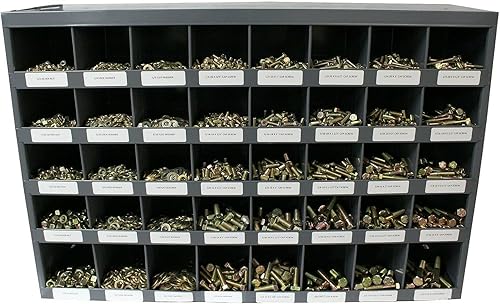 Miniatura 2 de M&M Fasteners - Contenedor de acero laminado en frío con recubrimiento en polvo, 40 compartimentos, cubo de pernos, 33-34 pulgadas de largo x 6-12