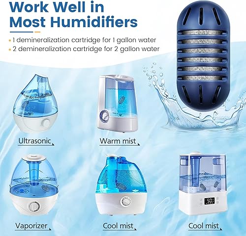 Miniatura 3 de isinlive Paquete de 20 cartuchos de desmineralización compatibles con humidificadores ultrasónicos HoMedics, filtra depósitos minerales, evita la