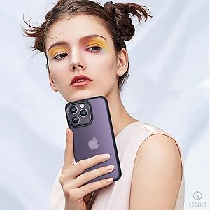 ONES for iPhone 15 Pro Slim Hard Matte Case, Chrome Buttons, Soft Silicone Black Bumper, PC + TPU Hybrid, Military-Grade Drop Protection, Anti-Yellowing, Shockproof, Translucent Matte