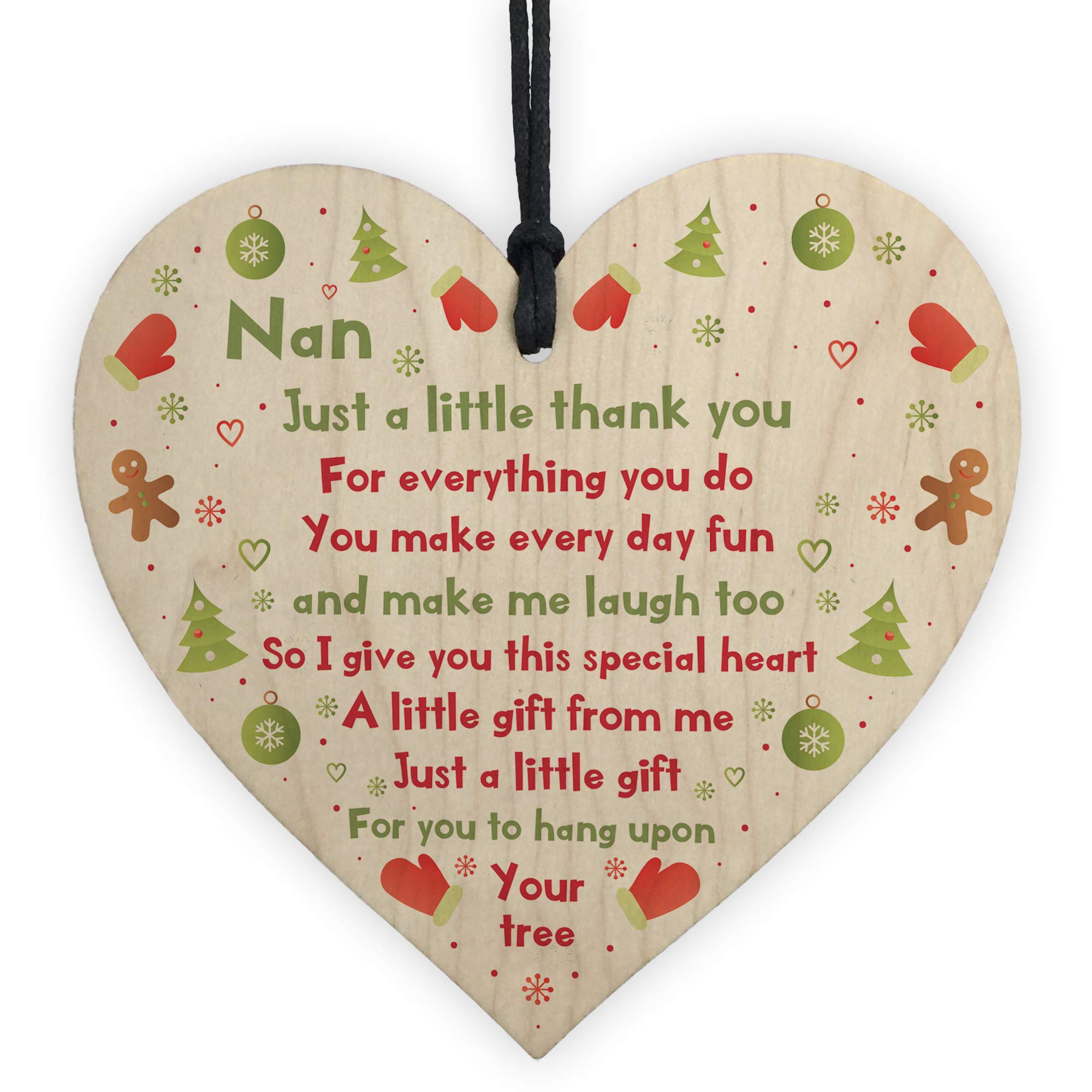 Nan Thank You Plaque Nan Birthday Christmas For Her Wood Heart Grandparent