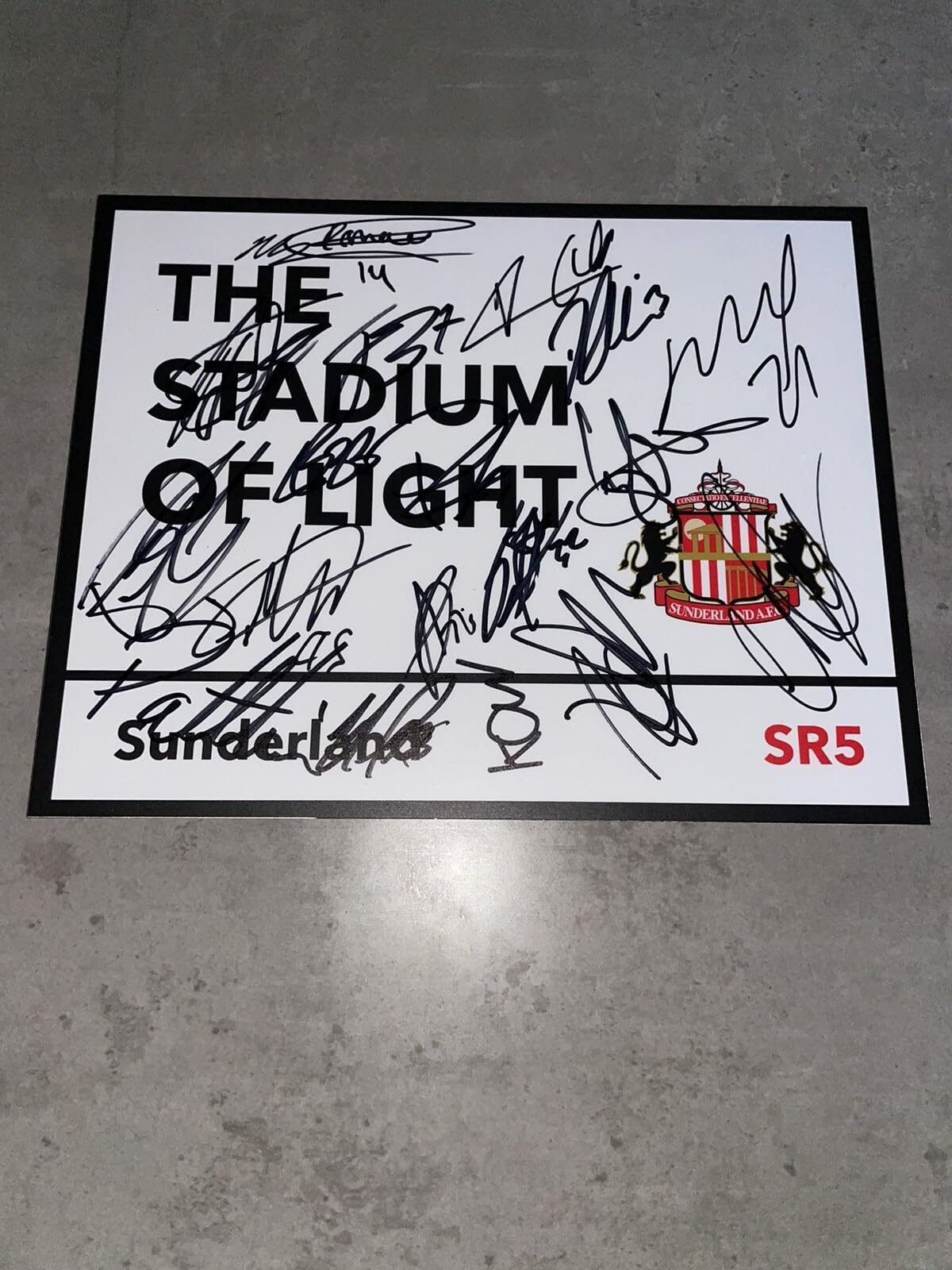 Yelacecca Sunderland Afc Signed Metal Street Sign Football Shirt Proof Photo Mundle Retro Metal Sign Tin Sign 8X12 Inches