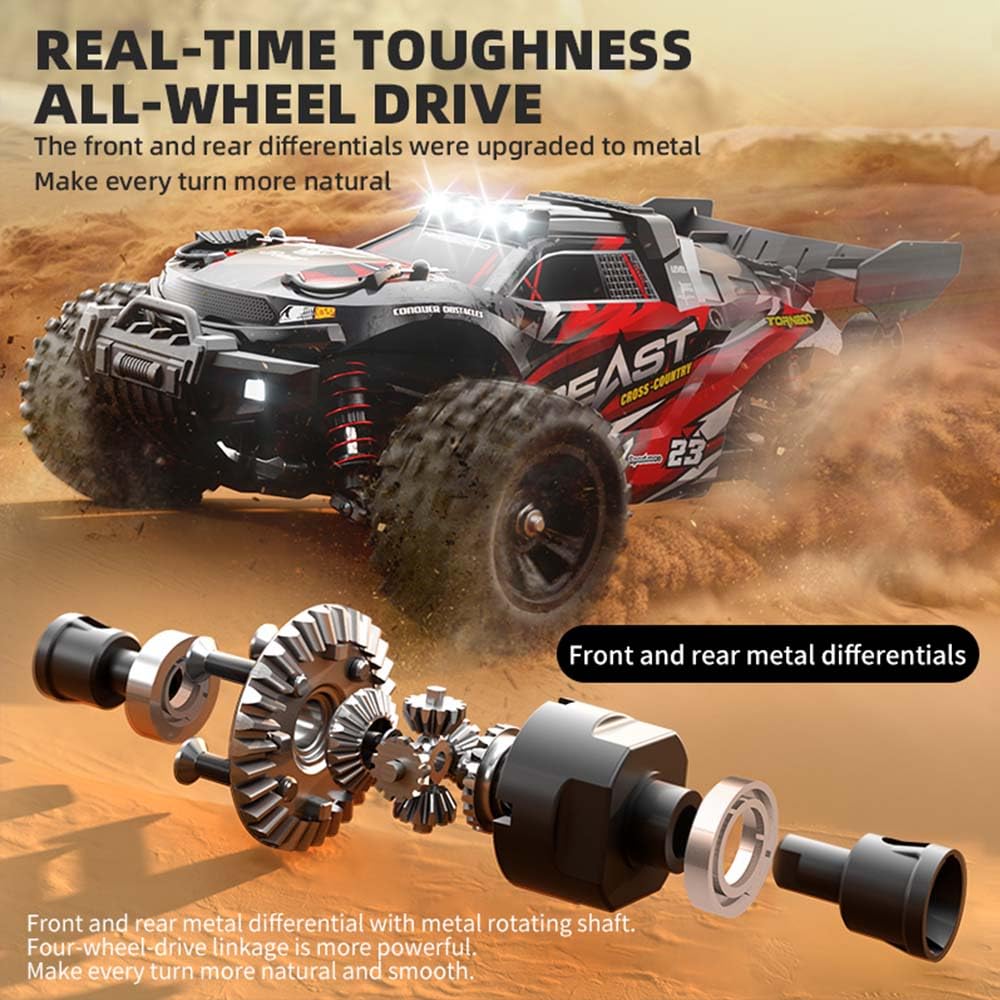 X-Verse SG118MAX 1:18 Auto telecomandata, 60KM/H RC ad alta velocità impermeabile Offroad con motore Brushless, 4WD Off Road Race Buggy per adulti, 3 batterie