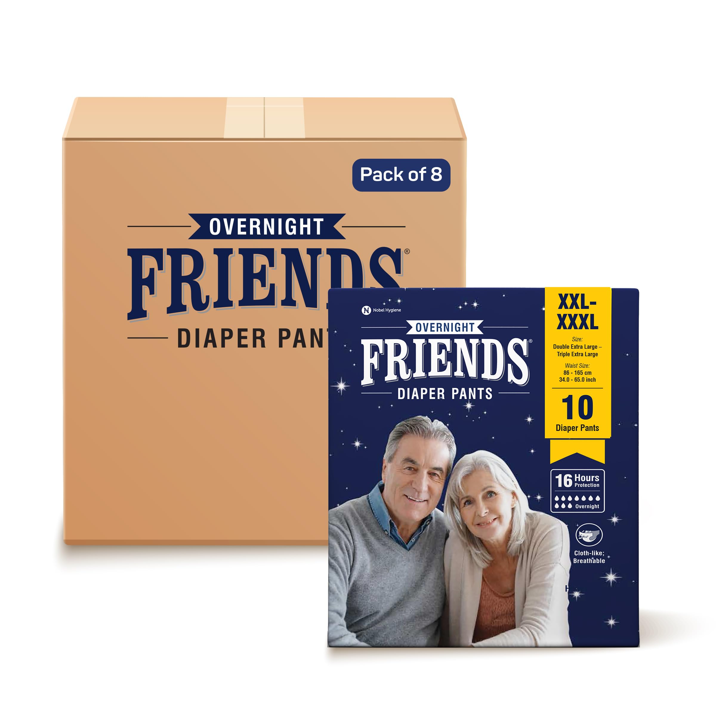 Friends Overnight Adult Diapers Pants Style - 80 Count (XXL-XXXL) with odour lock and Anti-Bacterial Absorbent Core- Waist Size 34-65 Inch ;86-165cm (B0DCP4VBYQ) Amazon Price History, Amazon Price Tracker