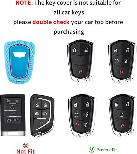 Miniatura 2 de Funda de llavero para Cadillac Escalade, protector de llave de silicona con llavero compatible con Cadillac Escalade ESV CTS SRX XT5 ATS STS CT6