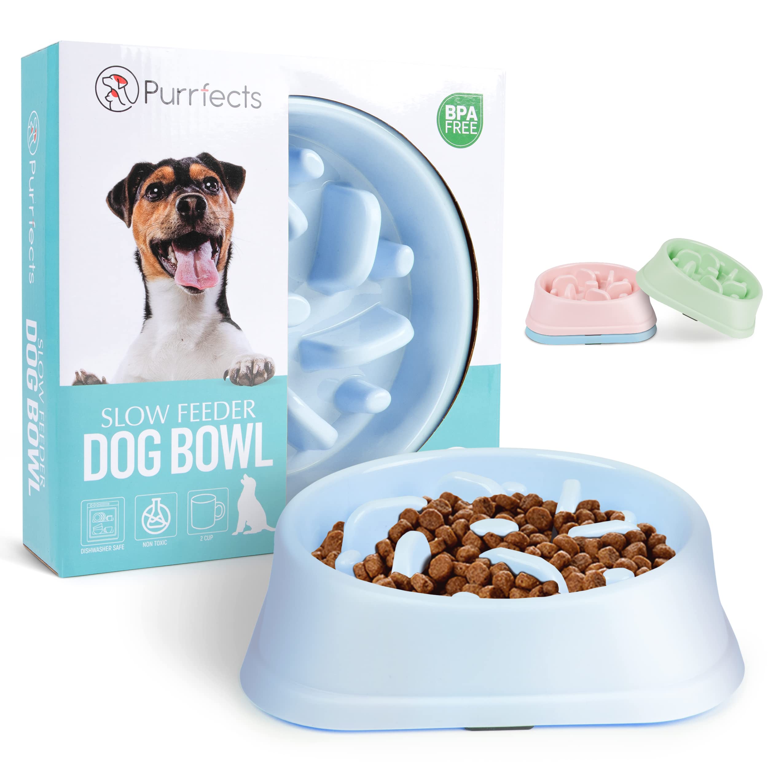 𝗕𝗲𝘀𝘁 𝐒𝐥𝐨𝘄 𝗙𝐞𝐞𝐝𝐞𝐫 𝟮𝟬𝟮𝟭* (Sky Blue) - Anti Choke, Anti Bloat - feeder slow feeder dog bowls Dog slow feeder dog feeders to slow feeding dog bowl