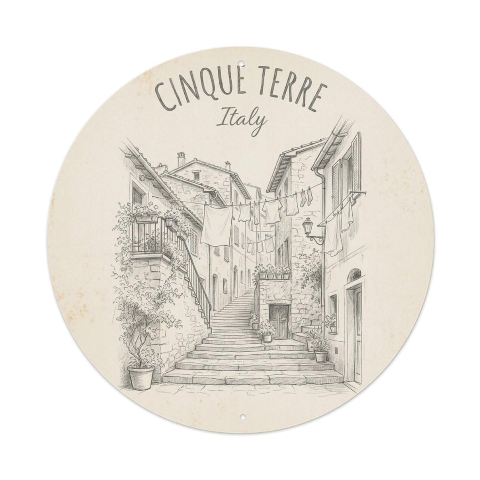Vintage Travel Cinque Terre Italy Reminiscence Metal Tin Sign