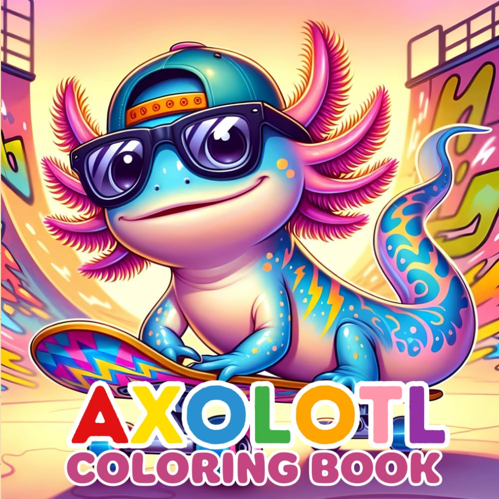 Axolotl Coloring Book: Bold and Easy Designs for Axolotl Lovers – Fun for Kids and Adults