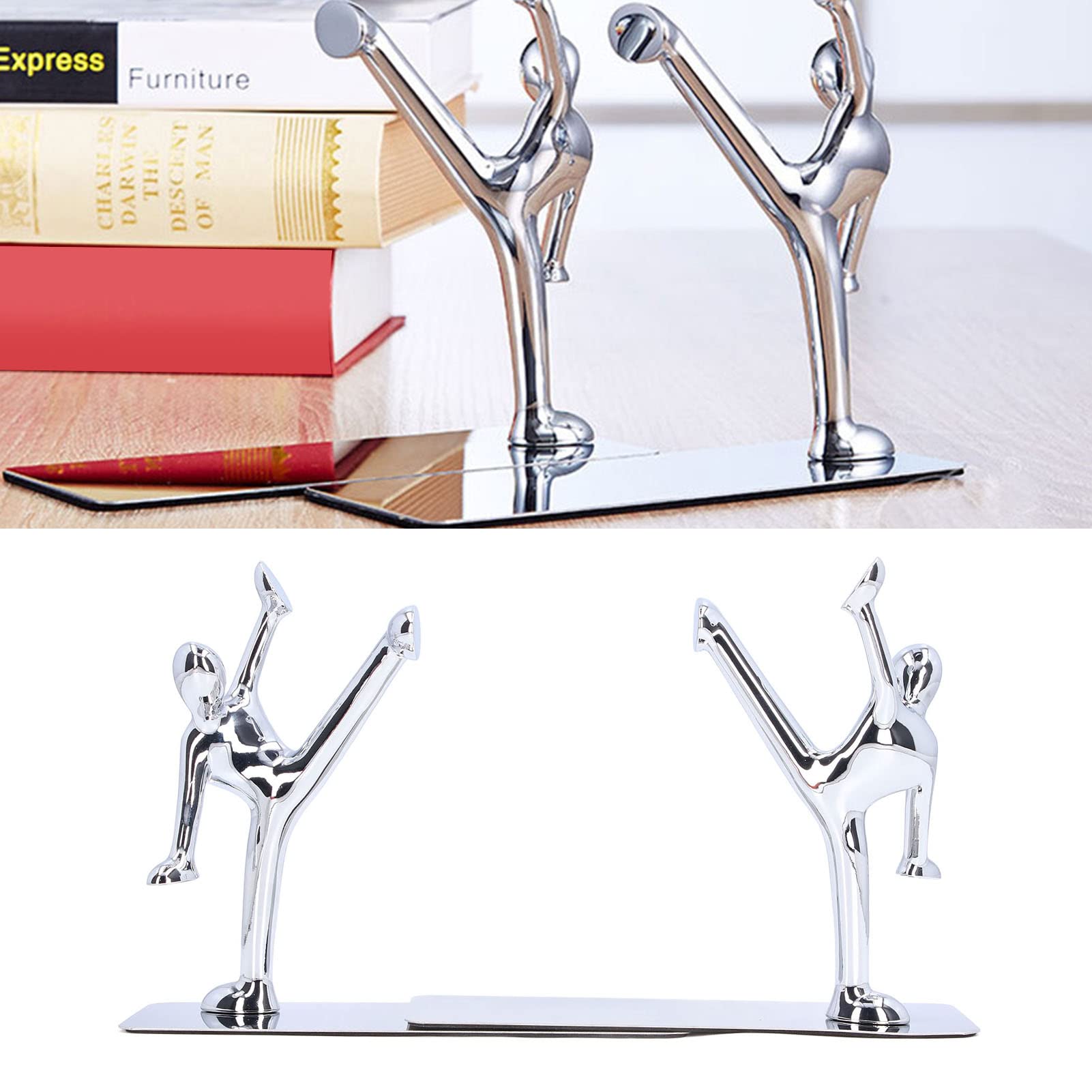 2 Stück Metall-Buchstützen, einzigartiges Männer-Design, einfache, modische dekorative Buchstützen für Zuhause, Büro, Bar, Restaurant