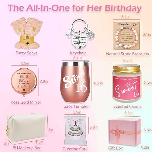 Miniatura 3 de Regalos de cumpleaños de 16 años para niñas, regalos para niñas de 16 años, regalos de feliz cumpleaños 16 para niñas, mejores amigas, hija,