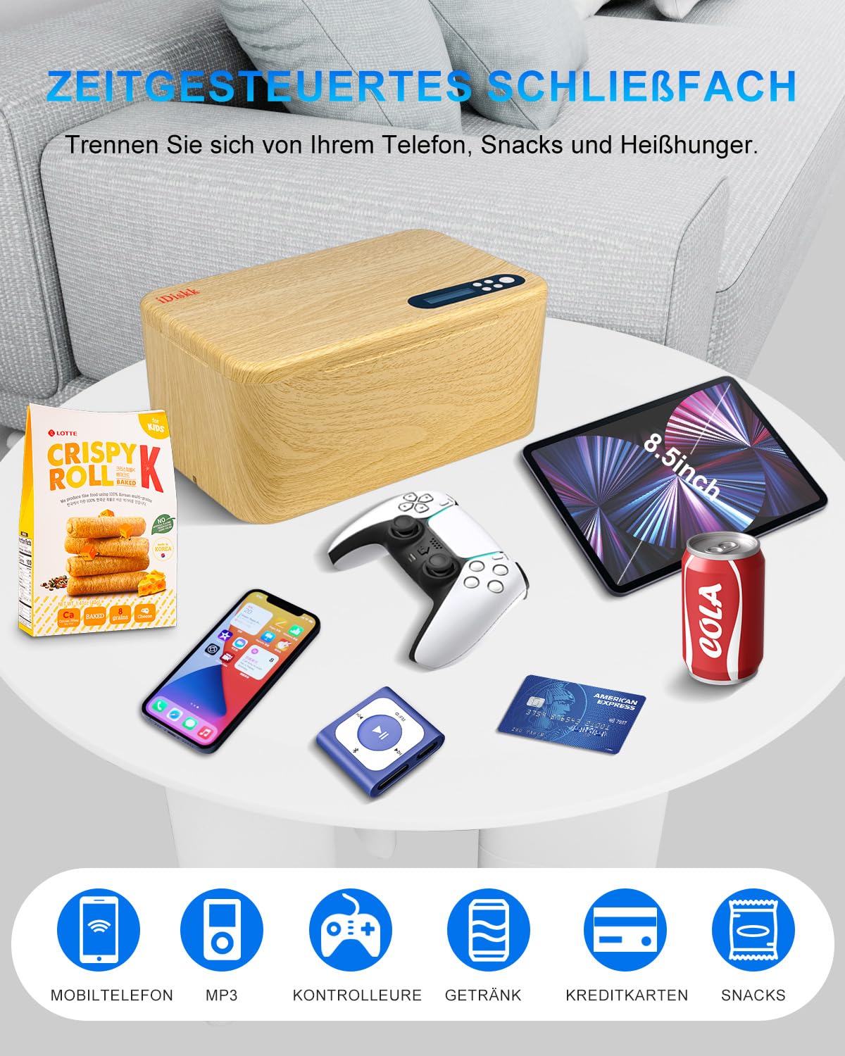 iDiskk Zeitgesteuerte sichere Schließfächer, Handy-Schließfach mit Zeitschaltuhren, Suchtmanagement-Sperre