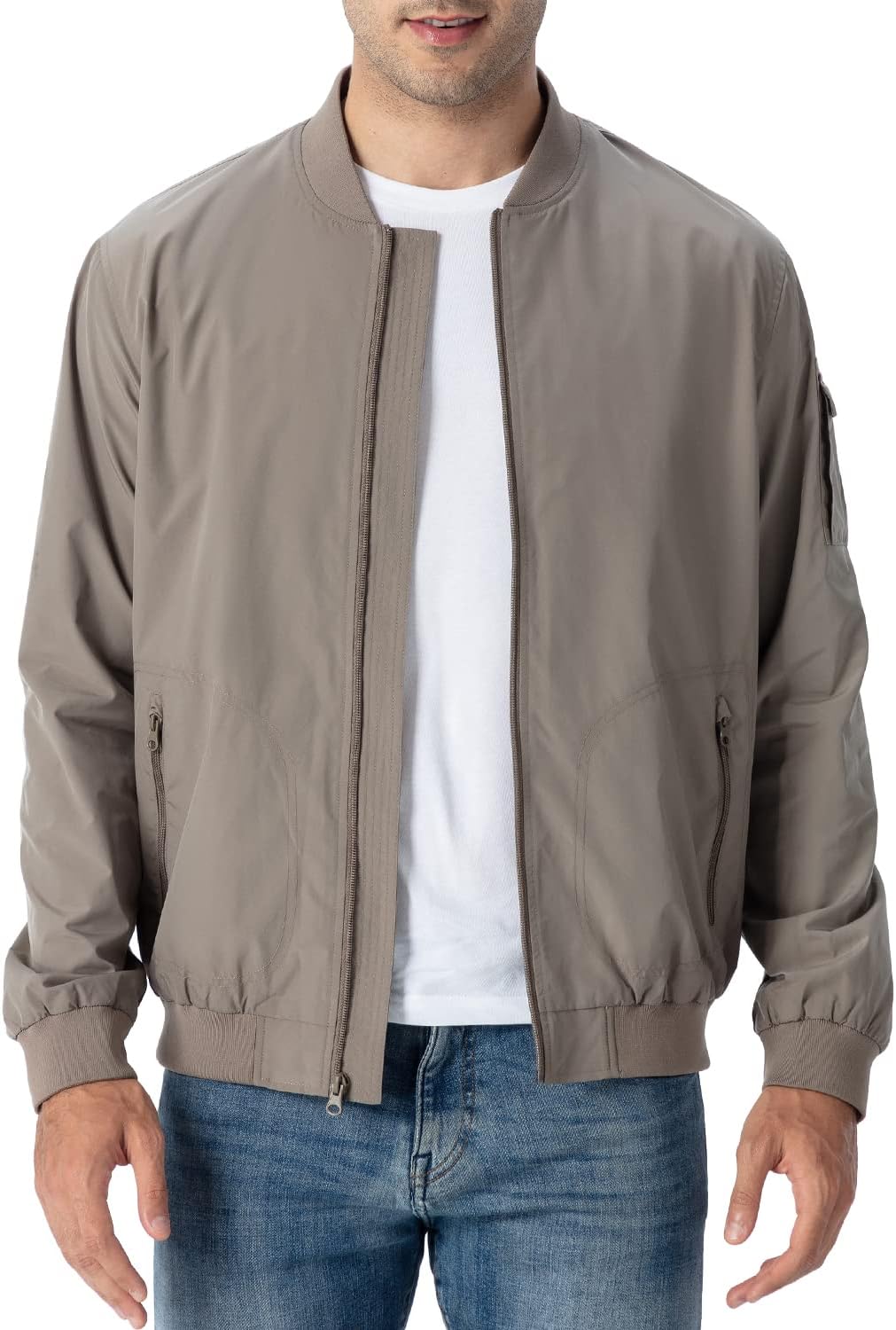 JHMORP Men's Lightweight Bomber Jacket Causal Windbreaker Running Athletic Track Jacket : Everything Else