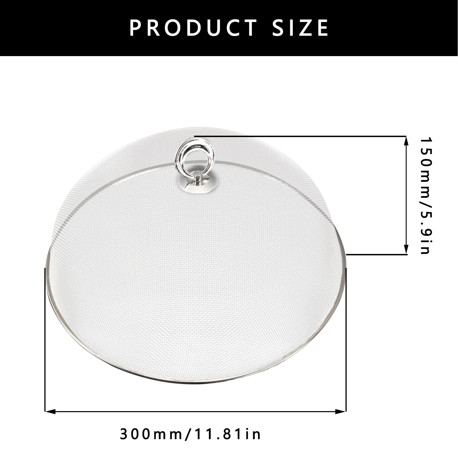 Coprivivande in Rete Acciaio Inossidabile 30cm, Retine Copri Alimenti，Copri Torta per Cibi Protezione in Rete a Maglia per Barbecue Picnic Resistente a Zanzare Mosche（Argentato）