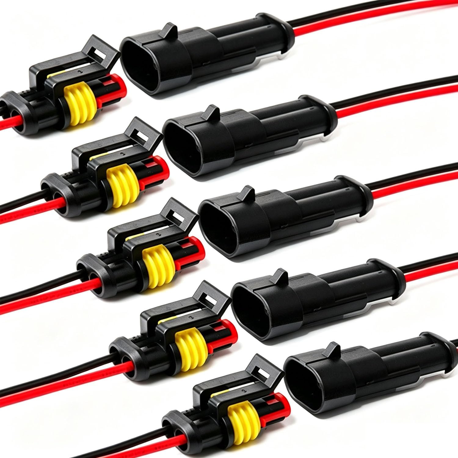 Way Car Waterproof Electrical Connector,16 AWG 2 pin Plug Auto Electrical Wire Connectors for Car, Truck, Boat, and Other Wire Connections.(5 Pack)ยกยญ
