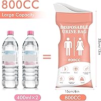 Vista 3 de DIBBATU Bolsa de orina desechable, 12/24 bolsas de orina para viajes para mujeres/hombres, bolsa de urinario portátil de emergencia de 27.1 fl oz