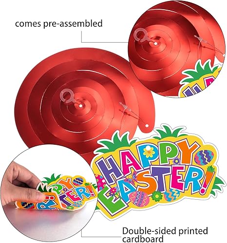 Miniatura 2 de Decoraciones de techo de remolino colgante de Pascua, huevo de Pascua, conejo, decoraciones de papel de aluminio para el hogar, oficina, escuela,