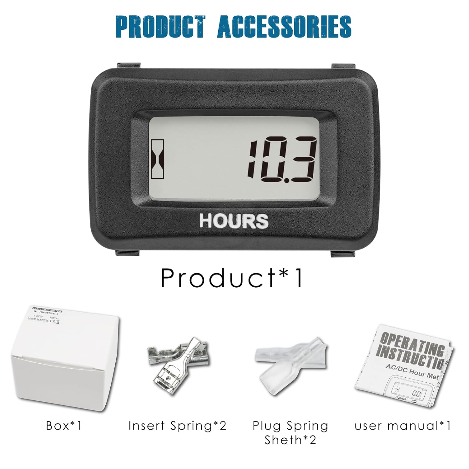 Runleader Digital Hour Meter for Maintenance,AC/DC 5V to 277V for Riding Lawn Mower Generator Compressor Tractor Golf Cart Motorhome Snowmobile etc.