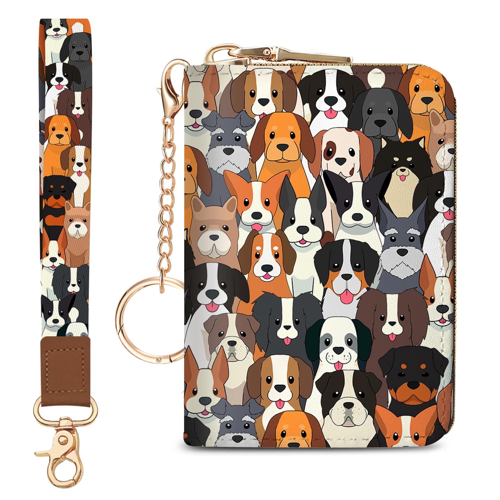 Blusabaca Credit Card Holder for Women, Gothic Floral Small RFID Wallet with Zipper, Card Keychain Wallet, Leather Wallet Card Case, Business Accordion Wallet Gift