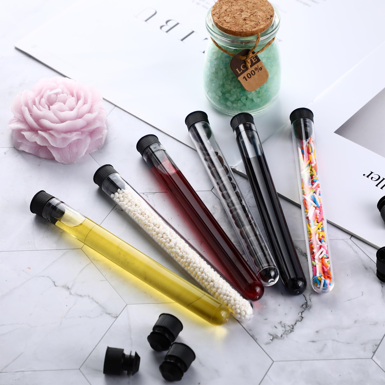 100 Plastic Test Tubes with Caps - 25ml -6