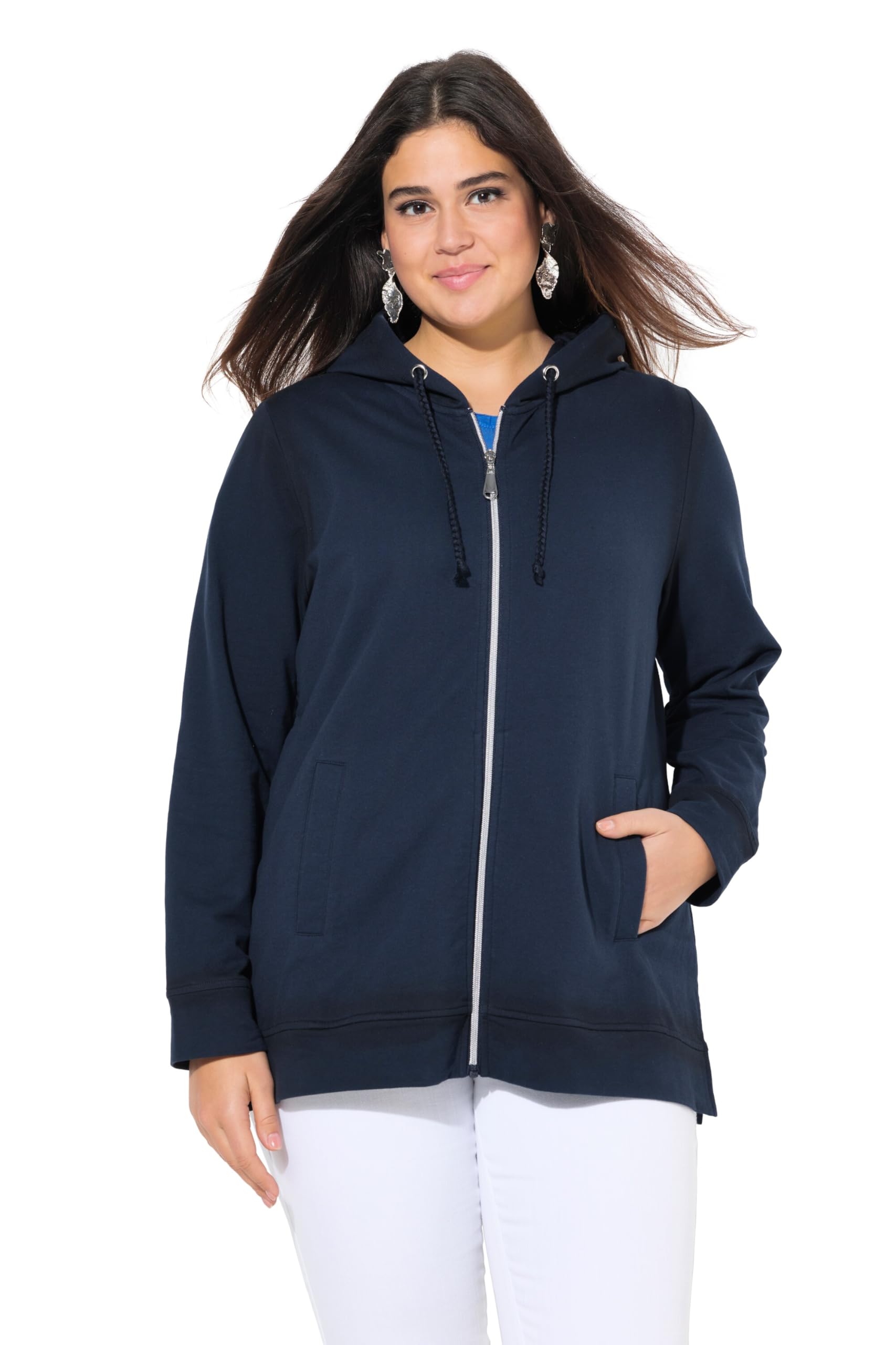 Ulla Popken Damen große Größen Übergrößen Plus Size Hoodiejacke, Spray-Effekt, Kapuze, Langarm 837432