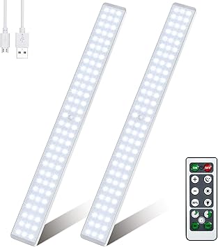 Led Closet Light 80 Led Dimmer Rechargeable 2400mah Battery Motion Sensor Closet Light Under Cabi Wireless Stick Anywhere Night Safe Light Bar With Remote For Stairs Wardrobe Kitchen 2 Pcs 