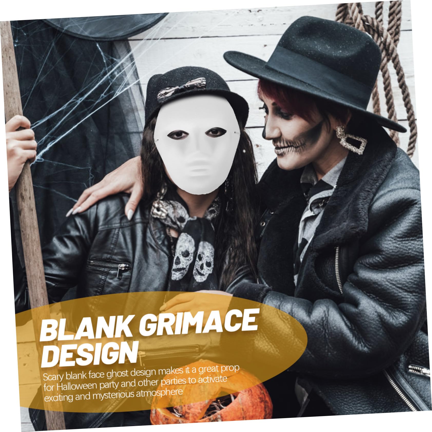 12 Maschere Halloween da Uomo Maschere Bianche in Pulp Vuote per DIY Pittura per Feste in Maschera Carnevale e Balli Hip Hop