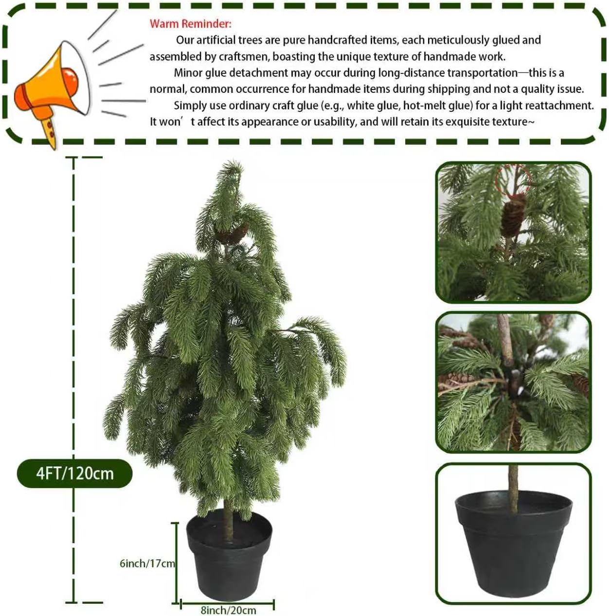 4ft artificial norfolk pine potted tree, real touch faux christmas greenery, 48in black pot, for outdoor front porch, entryway & year-round home decor, 2-pack 42inch