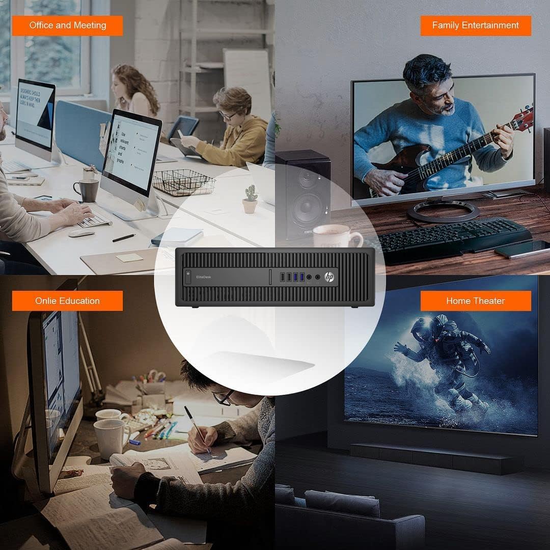 HP EliteDesk 800 G2 SFF Desktop Computer PC, Quad Core i7-6700, 8GB RAM, 256GB SDD, DisplayPort, Keyboard and Mouse, WiFi, Bluetooth, Windows 11 Pro (Renewed)