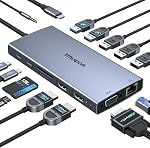 USB C Docking Station for Laptop Dual Monitor, ZMUIPNG 14-in-1 Laptop Docking Station USBC Hub with 2HDMI,Displayport,100W PD,Ethernet,6 USB Port,SD/TF Card Reader,Mic/Audio for Dell/HP/Lenovo