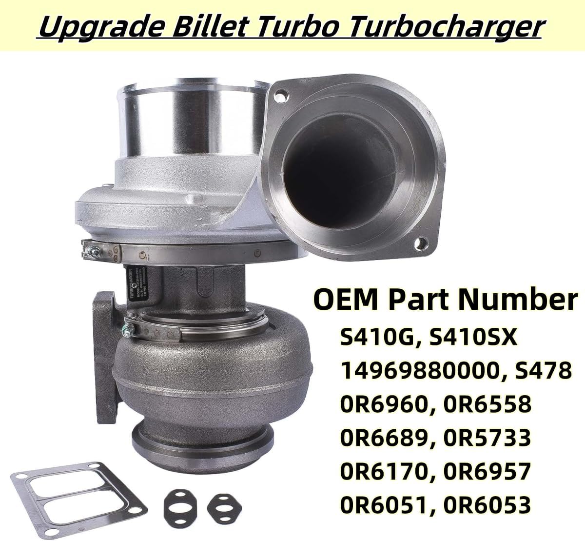 GELUOXI S410G S410SX S478 78mm Upgrade Billet Turbo Turbocharger Replacement for CAT Caterpillar 3406B/3406C 3406E 3406 C15 C16 T6 Twin-scroll 0R6170 0R6689 14969880000