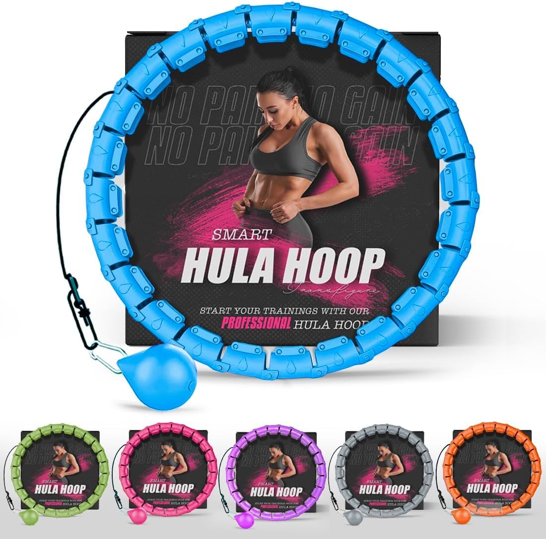 Fitness Hula Hoops, Weighted Hula Hoop For Adults 360 Degree Auto-Spinning Ball Massage, Infinity Hoop, Weight Loss Exercise Equipment for Home Use - 24 Detachable Knots/Link