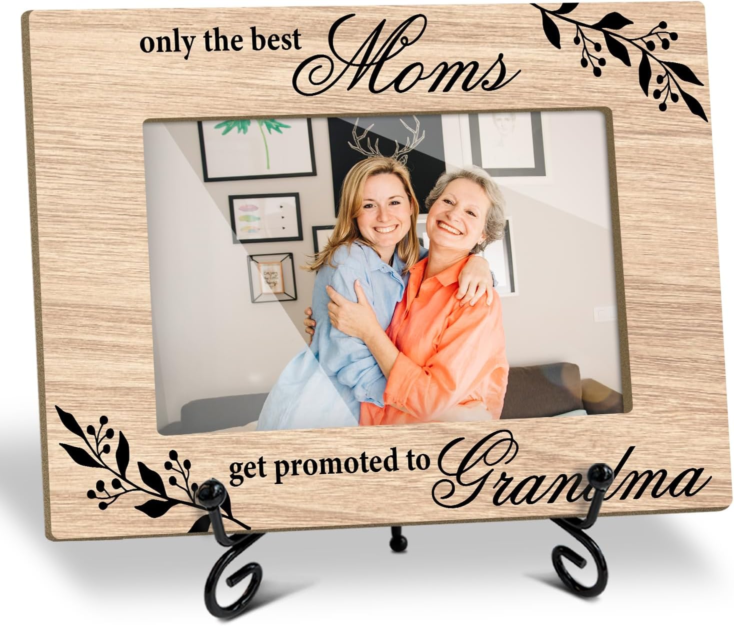 Grandma Picture Frame - Get Promoted to Grandma Wooden Picture Frame for 4x6 photo for Display on Table Top Pregnancy Announcement Gifts for Grandma To Be /11