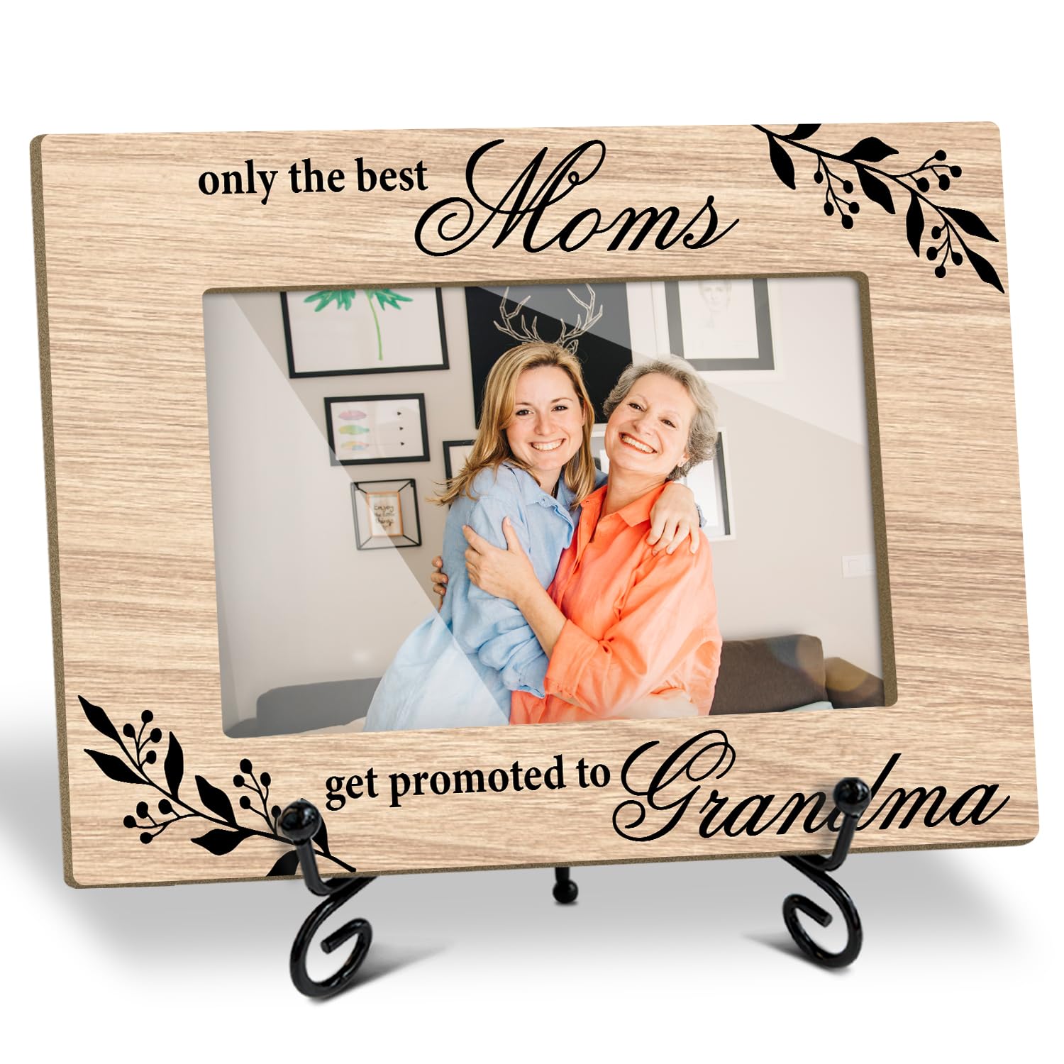 bxtala Grandma Picture Frame - Get Promoted to Grandma Wooden Picture Frame for 4x6 photo for Display on Table Top Pregnancy Announcement Gifts for