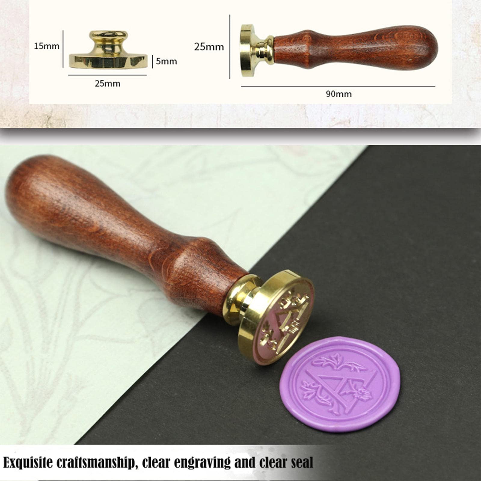 SEALING WAX CLASSIC Initial Wax Seal Stamp Alphabet Letter M Retro Wood EUR 4,26 - DE