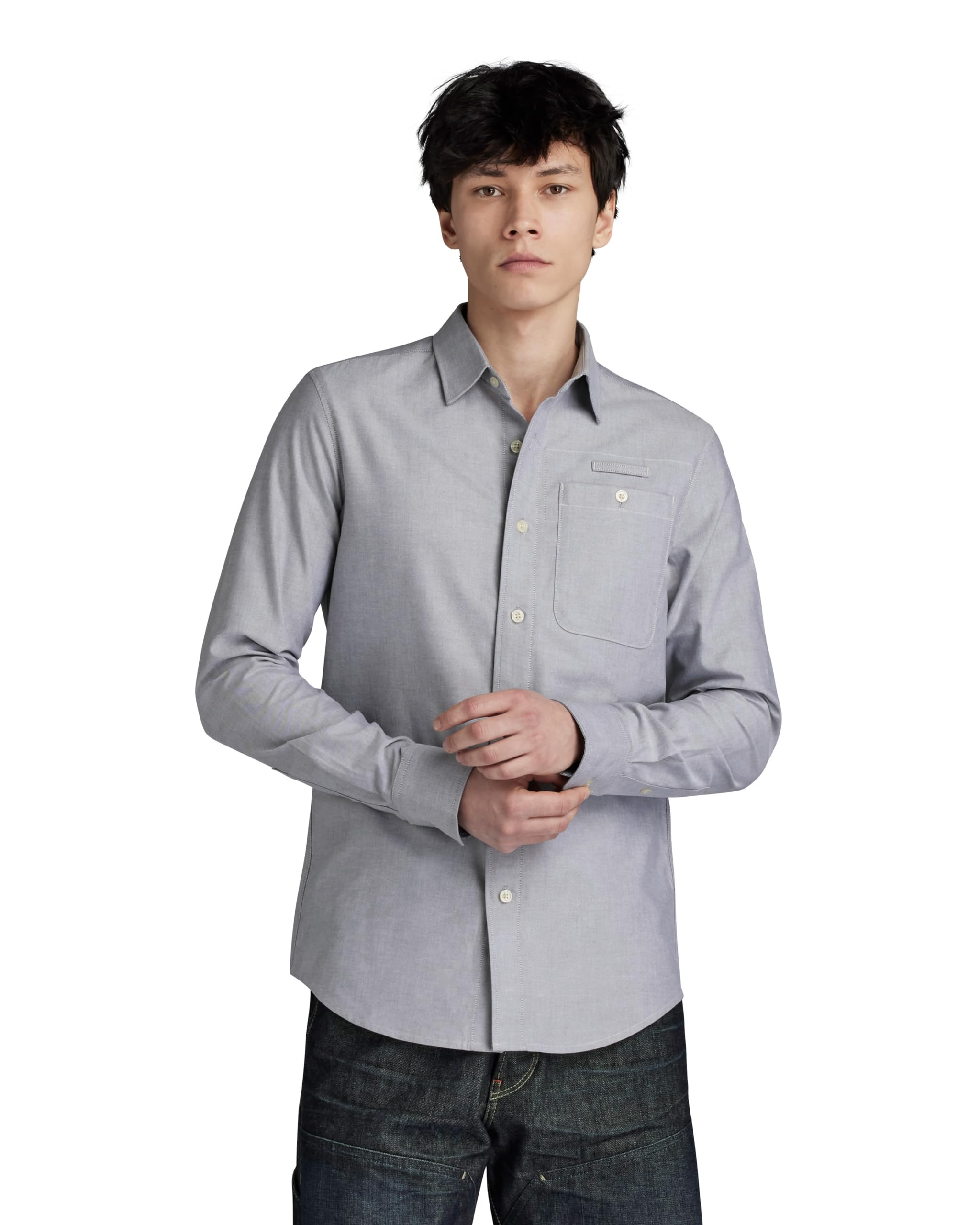 G-Star RAW Herren Bristum 2.0 Slim Hemd, Mehrfarben (Correct Grey/White Oxford D23553-C895-C760), XS