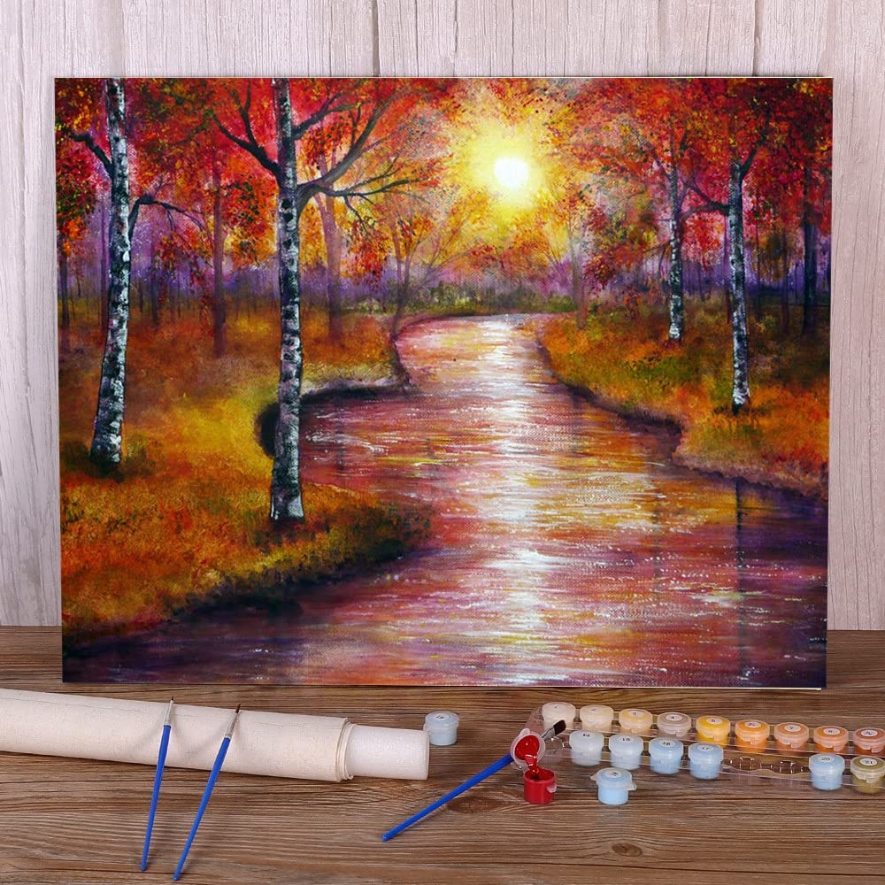 Amazon.co.jp: 数字で描く数字で描く自然の風景キットアクリル