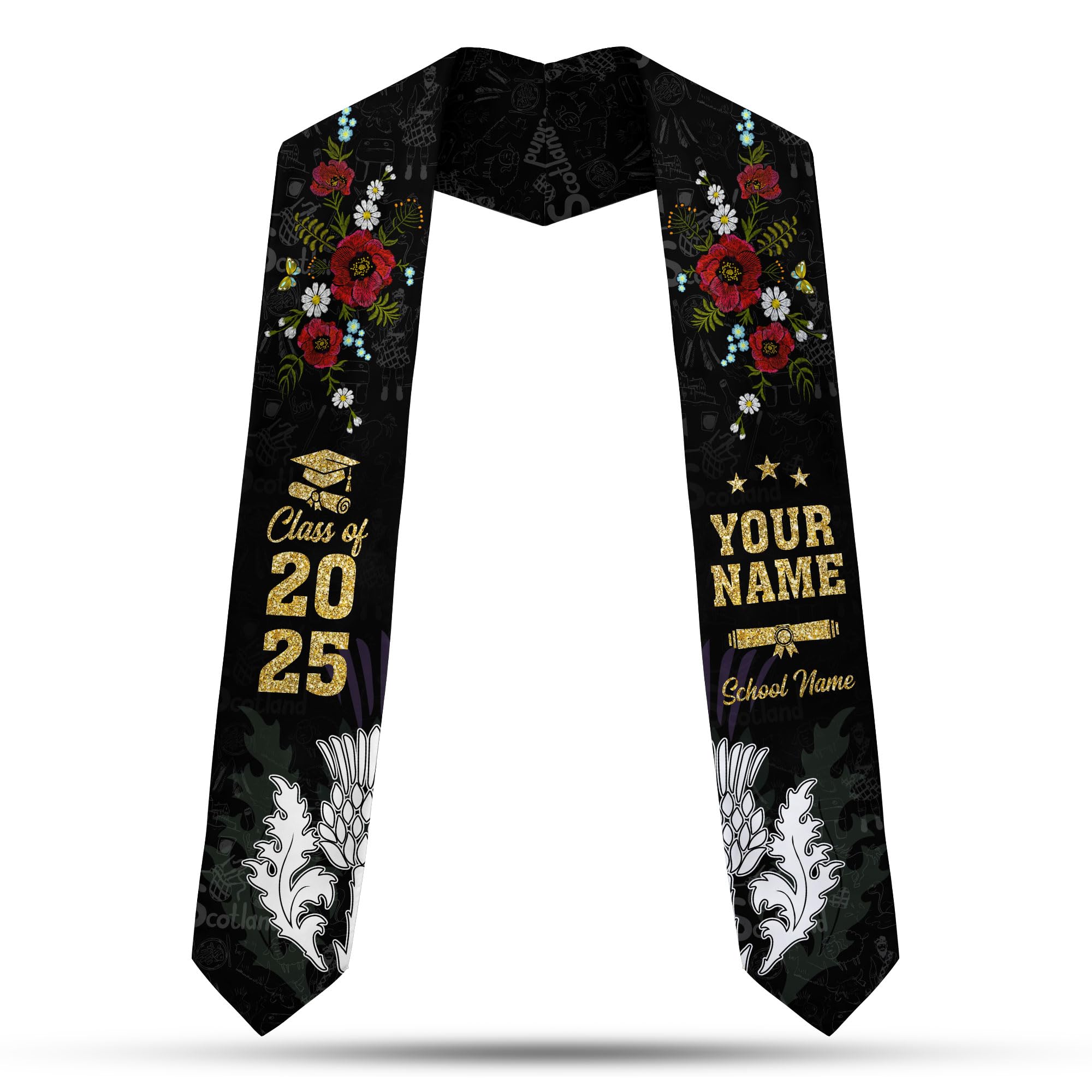 MonkeyVan Scotland Graduation Sash Custom Scotland American Flag Graduation Sash 2025 Scotland Graduation Stole Customize Scl9
