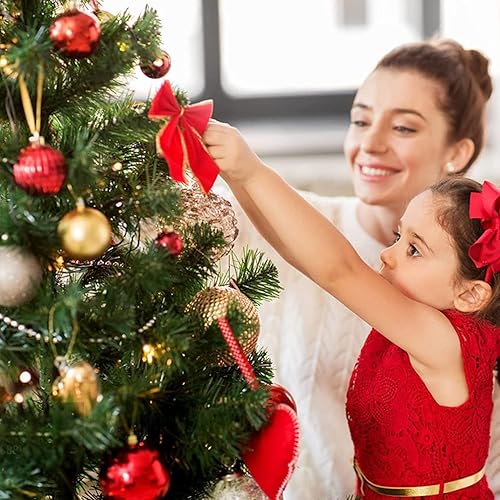 Miniatura 7 de Safeplus Árbol de Navidad artificial de 8 pies, árbol de Navidad falso, esponjoso, decoración navideña con soporte plegable de metal