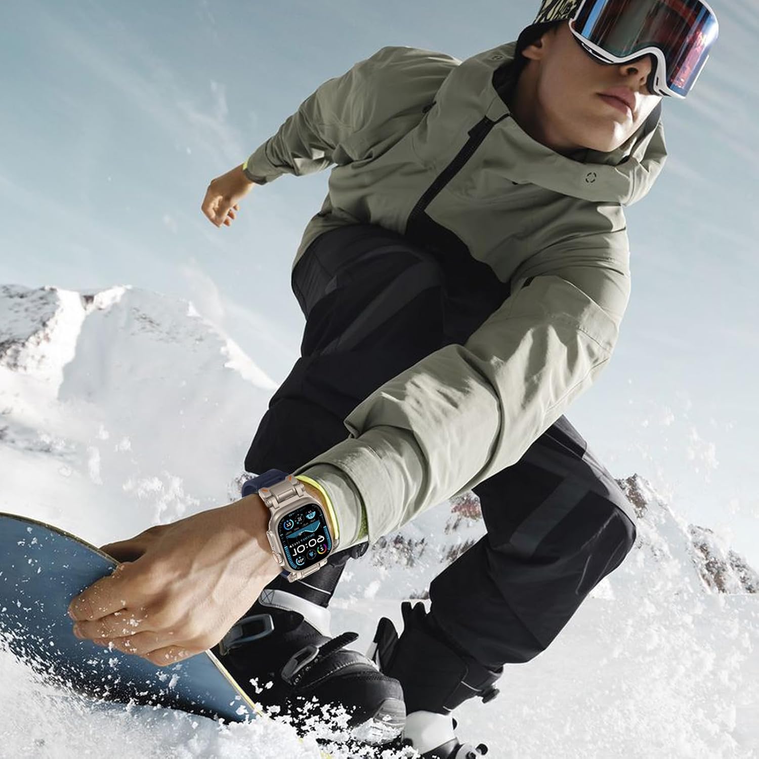 FULLIFE Designed for Apple Watch Band Apple Watch Ultra 3/2/1 49mm for Men, Silicone Rubber Bands with Metal Connector for Apple Watch Series 11/10 46mm, 9/8/7 45mm, SE2/SE 6/5/4 44mm, 3/2/1 42mm