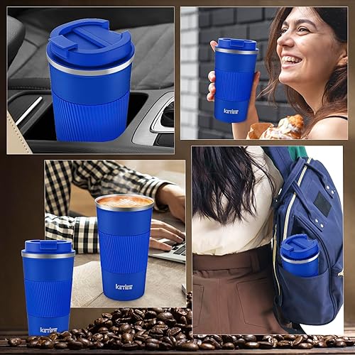 Miniatura 10 de KETIEE Taza de viaje, taza de café aislada de 12 onzas con tapa a prueba de fugas, taza de café de viaje de doble pared de acero inoxidable al vacío