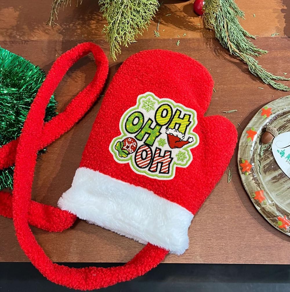 9Pcs Merry Christmas Iron on Patches Lime Green Red Noel Sew on Embroidered Applique Xmas Tree HOHOHO Gift Boxes Bell Bow Decorative Repair Patch for Christmas Winter Clothing Backpack Jean DIY Craft image 5