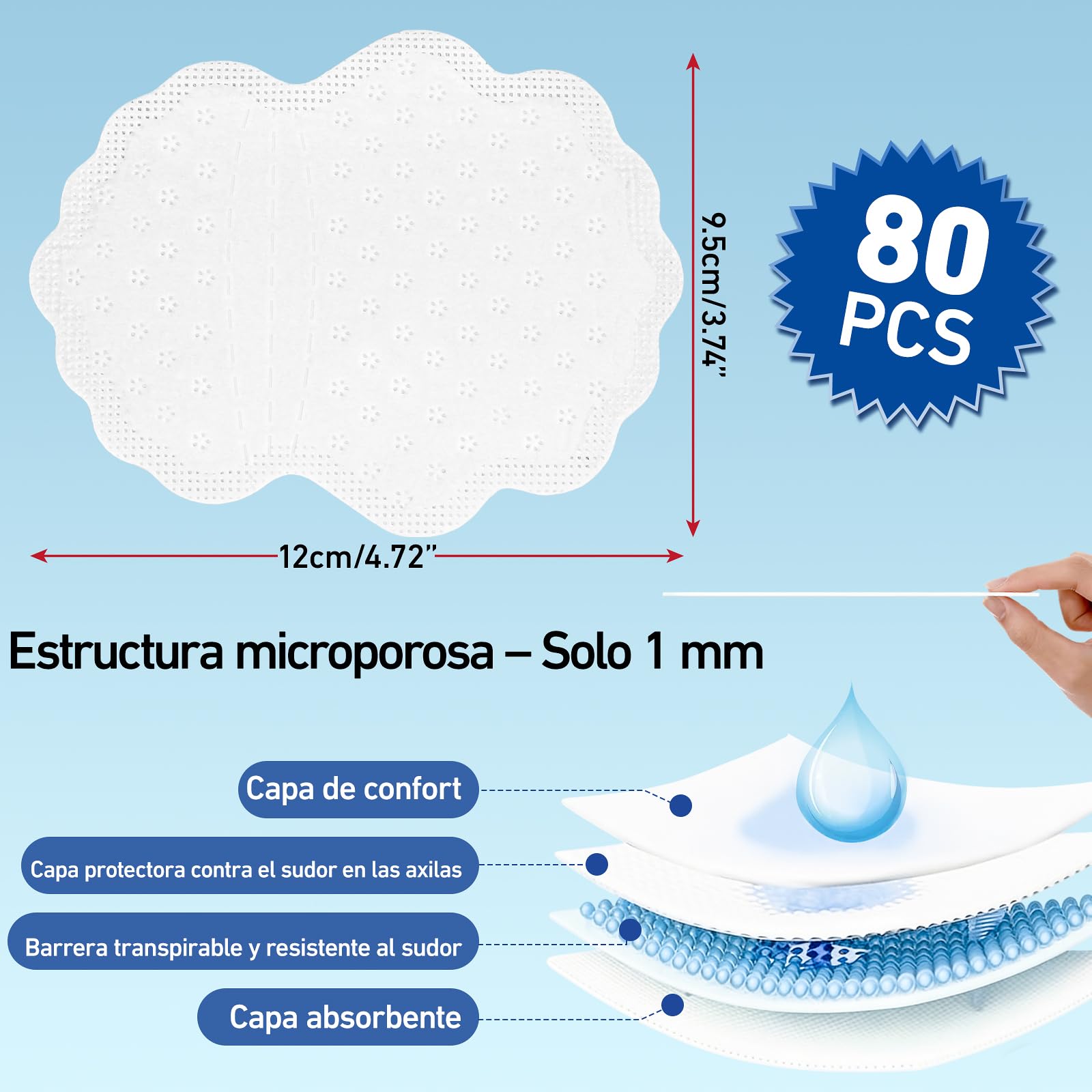 Almohadillas Axilas Sudor, Protectores Axilas Ropa, Absorbentes Axilares Invisibles y Transpirables, Antisudor Ropa Camisas, 40/80 Unidades (80 Piezas)
